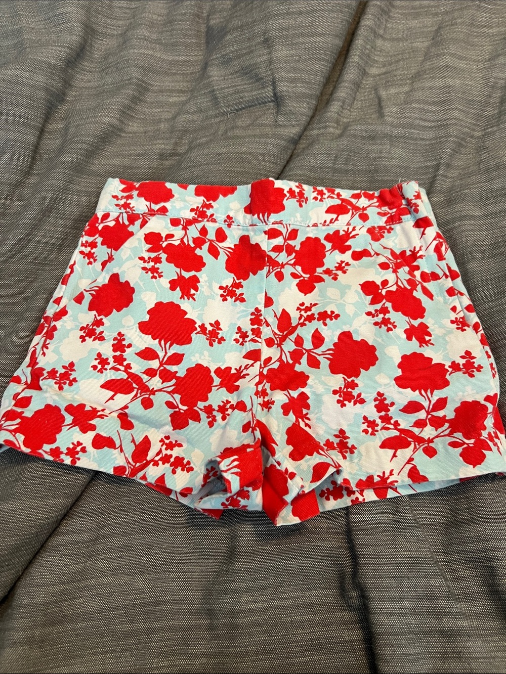 Janie and Jack Red and White High-Waist Floral Shorts